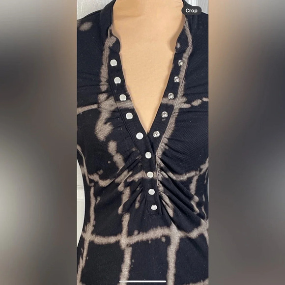✨ CHASER Ruched Button Up Tie Dye Ribbed Dress Size XS - Picture 3 of 7
